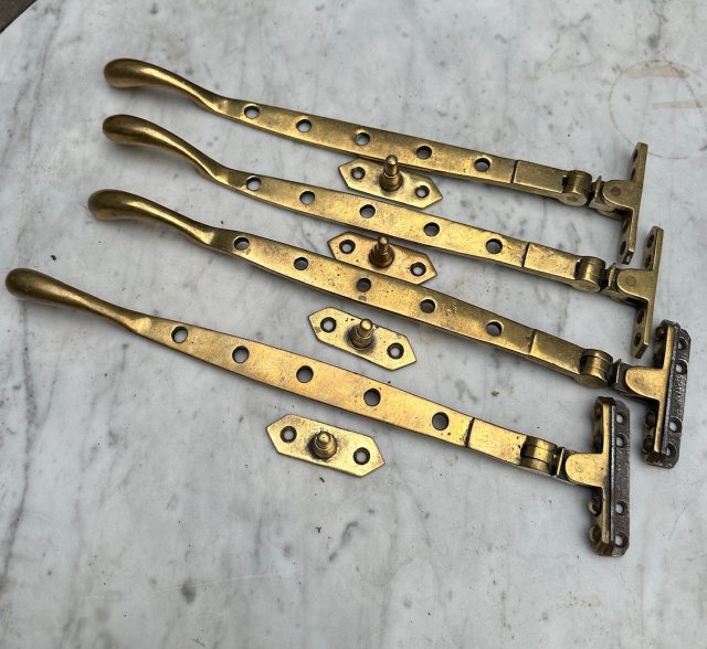 Antique Arts & Crafts Brass Window Stays
