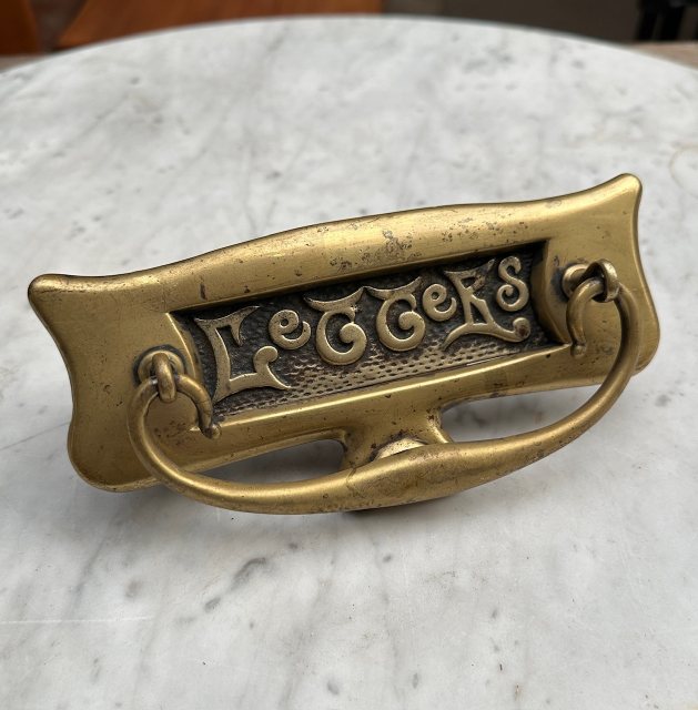 Antique Art Nouveau Brass Letter Plate & Knocker