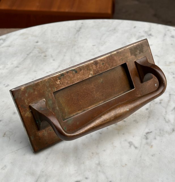 Antique Victorian Bronze Letter Plate & Pull Handle