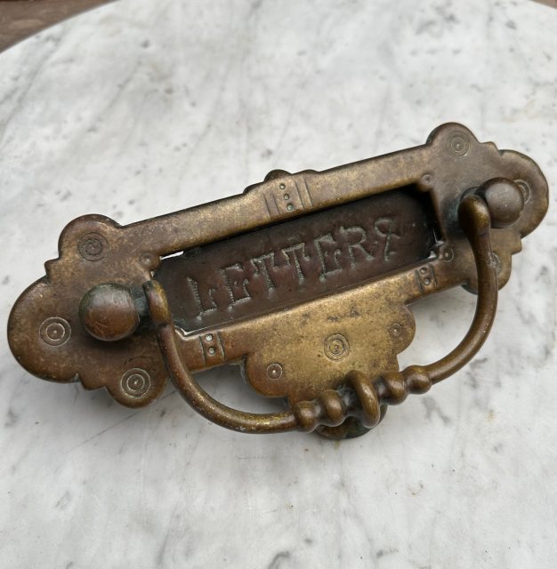Fabulous Victorian Brass Gothic Letter Plate & Knocker