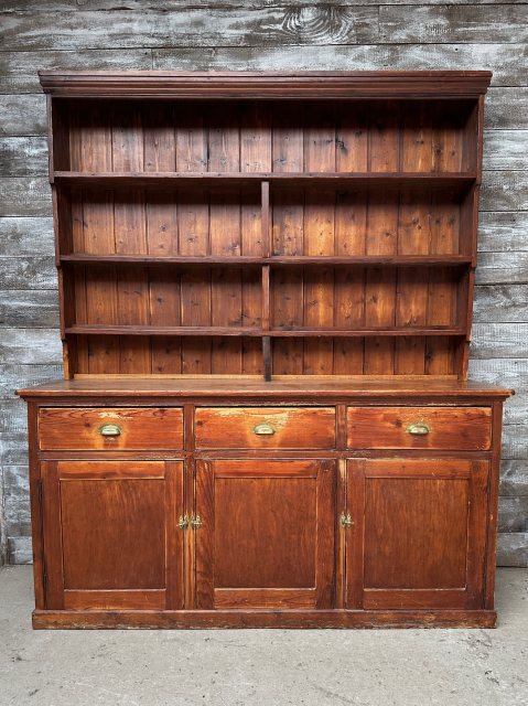Wonderful Antique Stained Pine Large Farmhouse Dresser