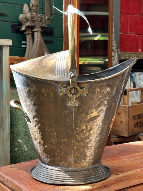 Antique Victorian Brass Coal Scuttle