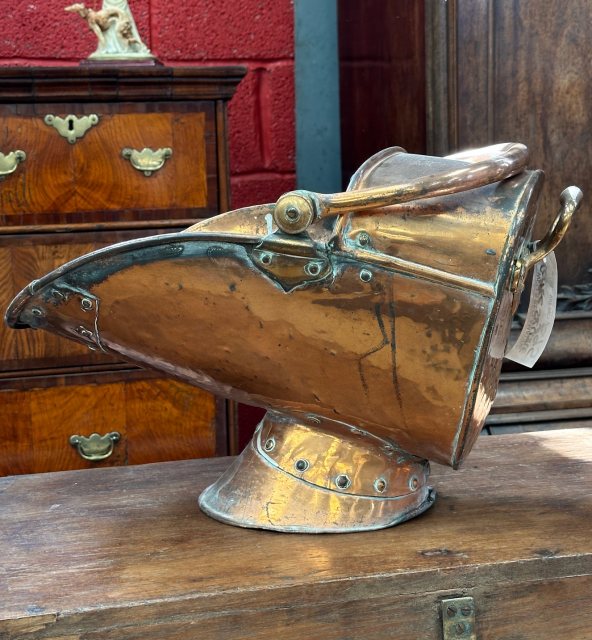 Antique 19th Century Riveted Copper Coal Scuttle
