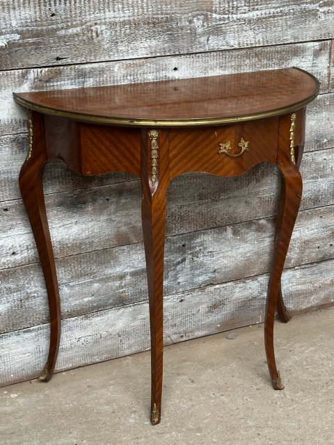 Antique c1900 French Marquetry Topped Half Table