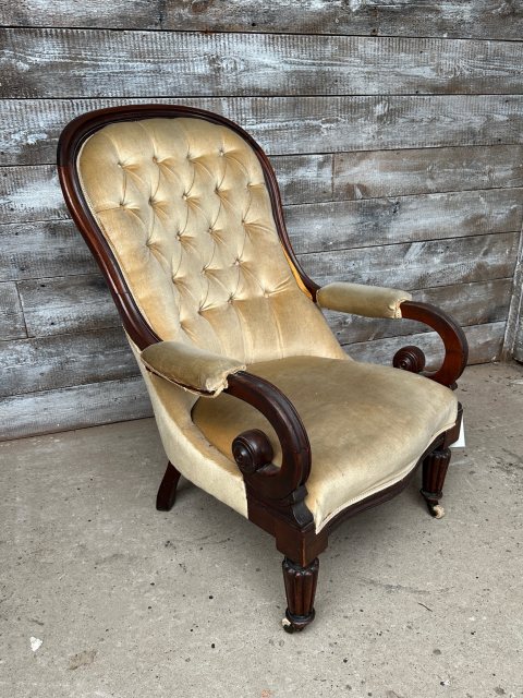 Antique Victorian Mahogany Framed Armchair