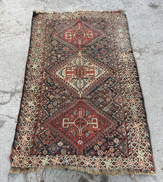 Antique Early 20th Century Wove Wool Rug (2.1m x 1.38)
