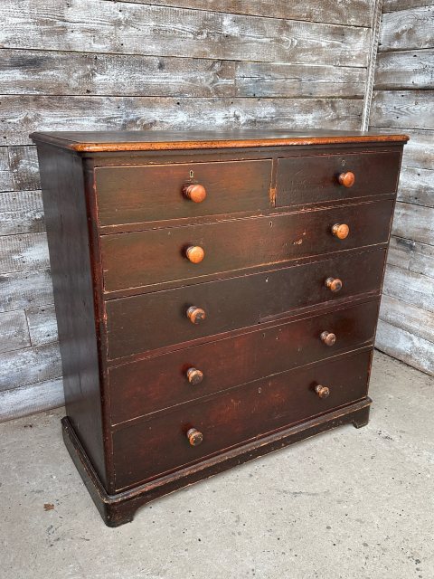 Rustic Antique Victorian Large Chest Of Drawers
