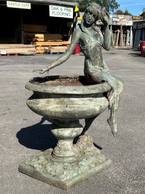 Beautiful Reclaimed Lady With Shell Copper Urn