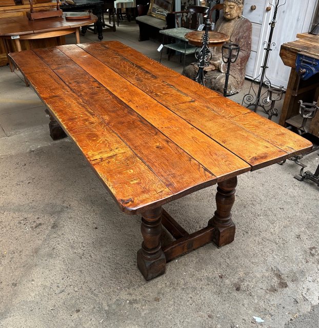 Beautiful Large English Oak Refectory Dining Table c19th
