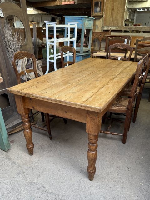 Vintage English Pine Farmhouse Dining Table