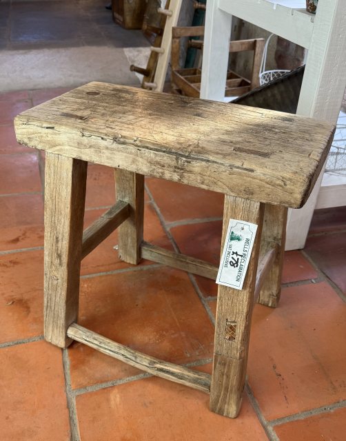 Vintage Rustic Elm Stool (1)