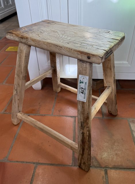 Vintage Rustic Elm Stool (2)