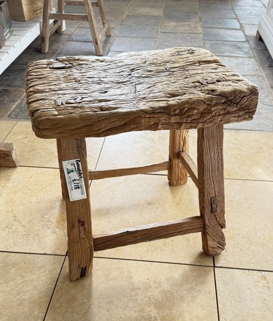 Vintage Rustic Elm Stool (4)