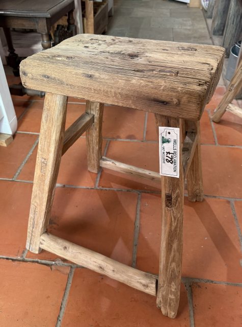 Vintage Rustic Elm Stool (7)