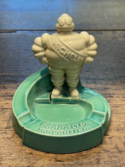 Vintage 1940's Michelin Man Porcelain Ashtray