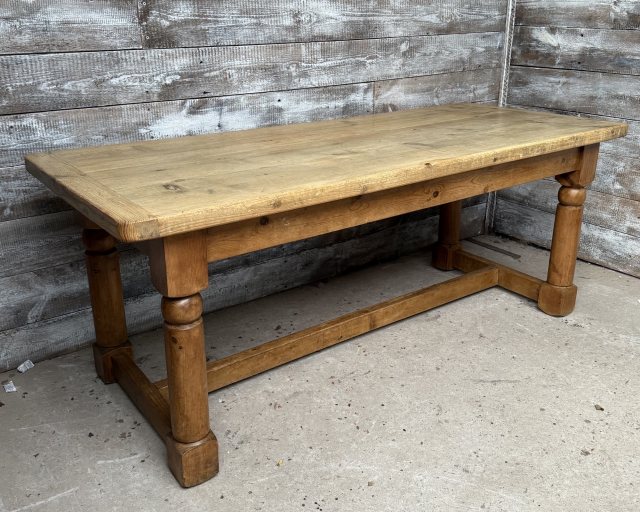Vintage Early 20th Century Farmhouse Pine Dining Table