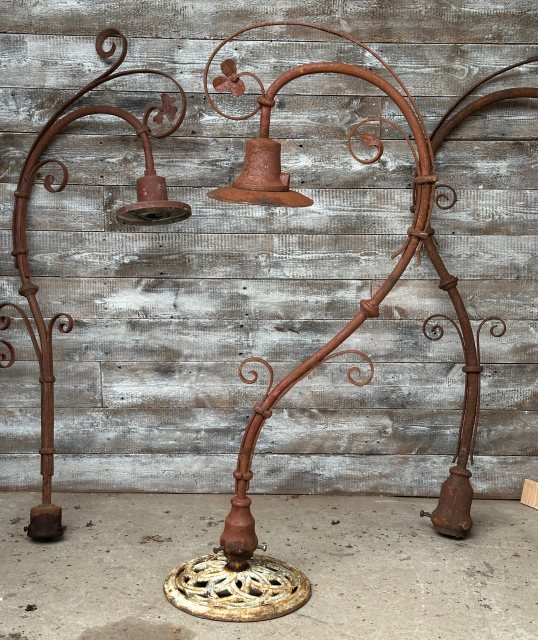 Reclaimed 1920's Arts & Crafts Wrought Iron Street Lamps