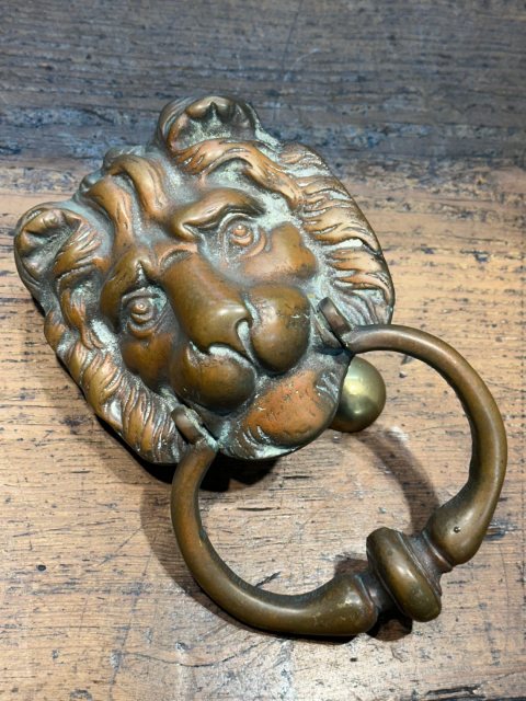 Antique 19th Century Brass Lion Door Knocker