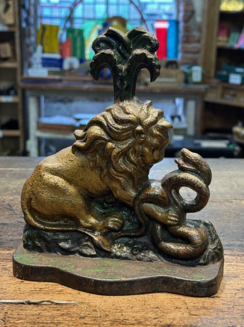 Antique Georgian Clark & Co Lion And Snake Door Porter