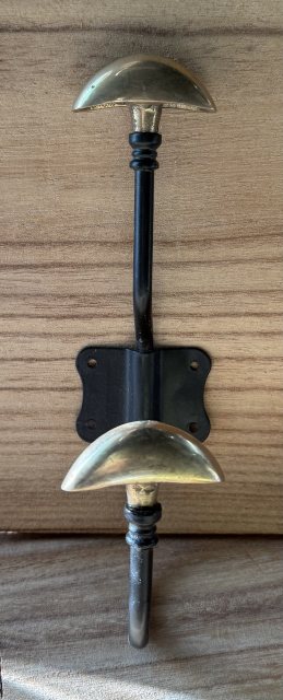 Black Metal Brass End Hat & Coat Hook