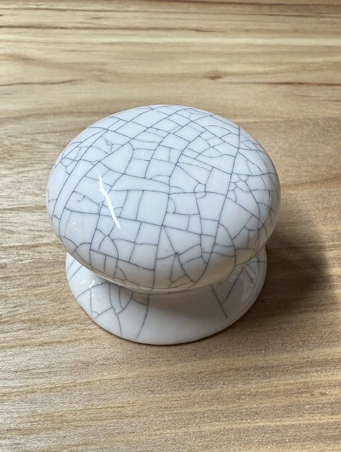 White Crackled Ceramic Cupboard Knobs - Large
