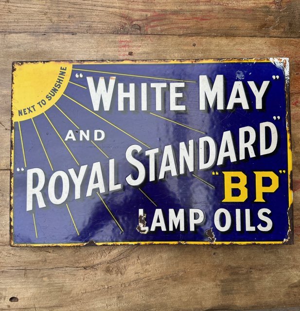Original Early 20th Century BP Double Sided Enamel Sign