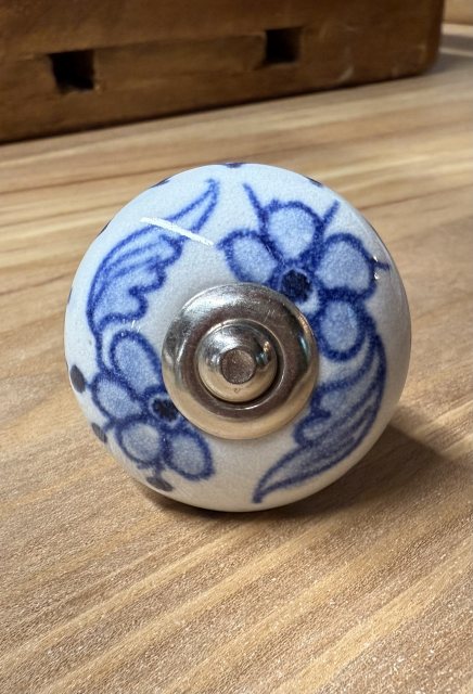 Blue Floral Round Ceramic Knobs
