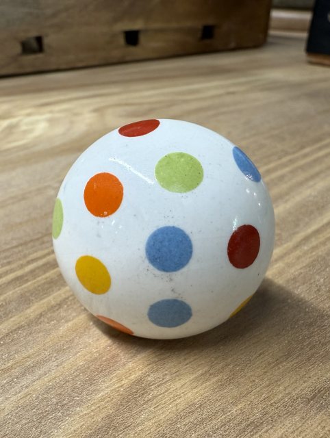 Round Ceramic Multi Colour Polka Dot Knob