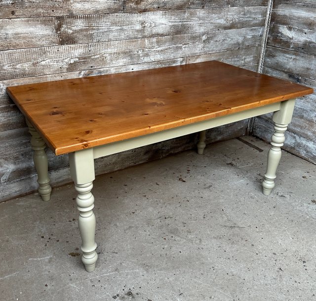 Beautiful Painted Solid Pine Farmhouse Dining Table