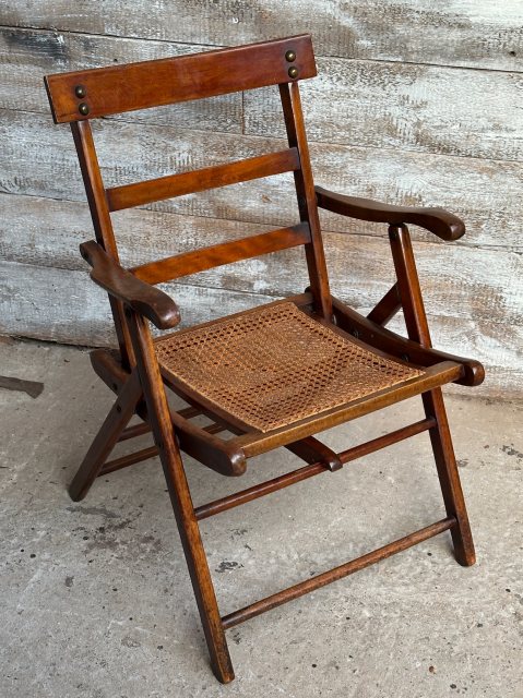 Beautiful Antique Caned Folding Chair