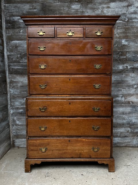 Antique Georgian English Oak Chest On Stand