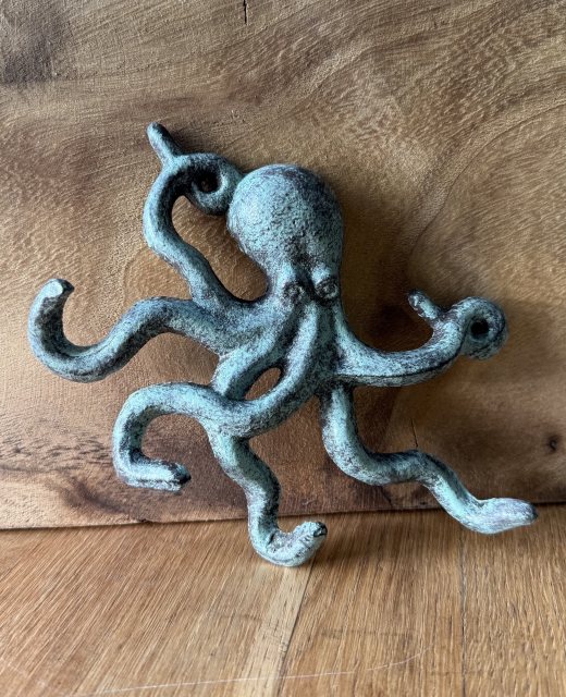 Rustic Painted Metal Octopus Hooks