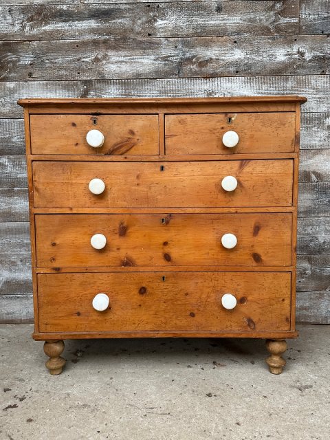 Antique Victorian Pine Farmhouse Chest of Drawers