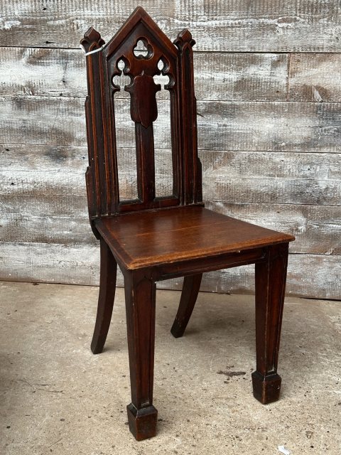 Antique Victorian English Gothic Hall Chair