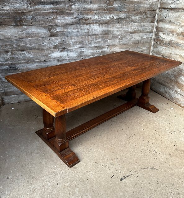 Vintage 17th Century Style Solid Oak Dining Table
