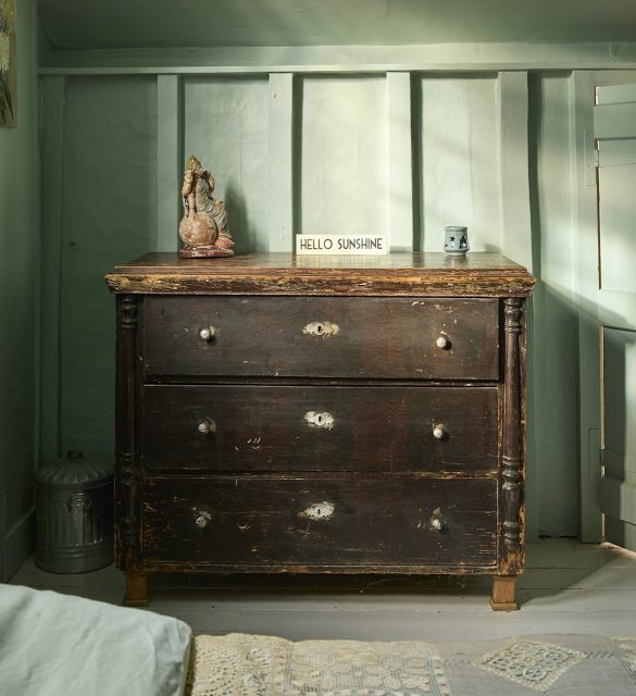 Rustic Antique Large Stained Pine Chest Of Drawers