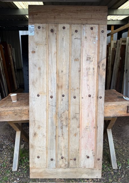 Antique French Elm Studded & Braced Door