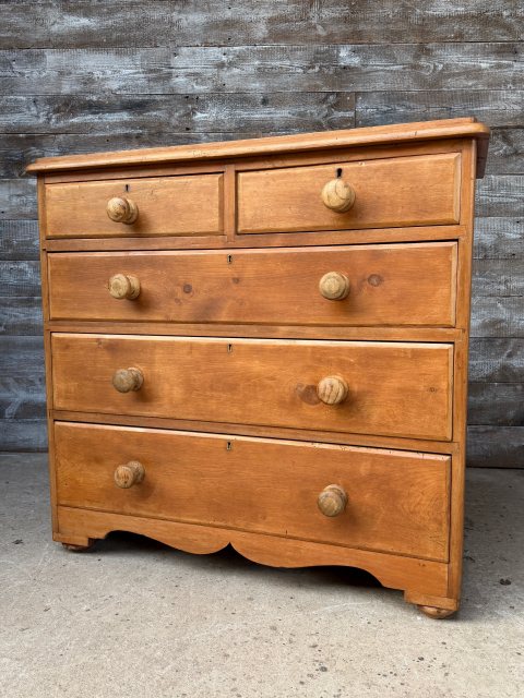 Antique Victorian Farmhouse Pine Chest of Drawers