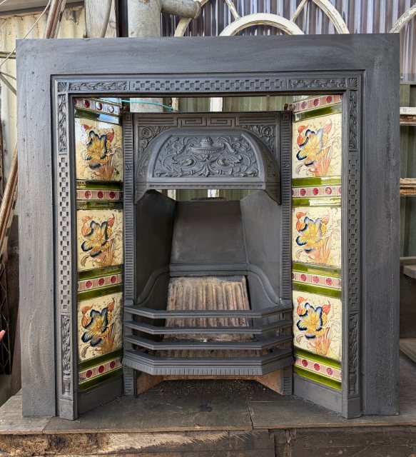 Beautiful Reclaimed Art Nouveau Cast Iron Fireplace