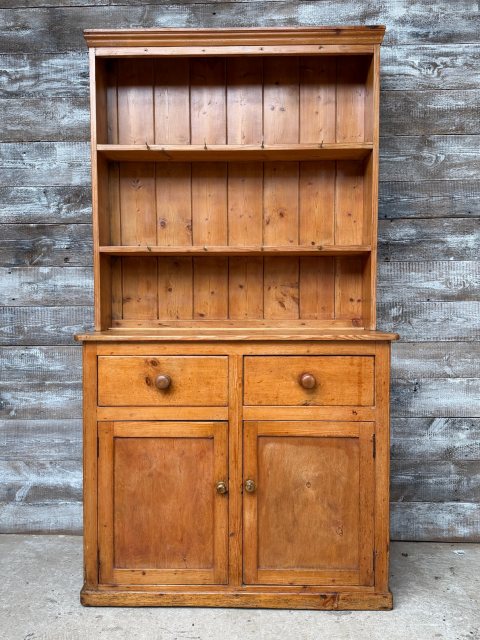 Antique Victorian Waxed Pine Farmhouse Dresser