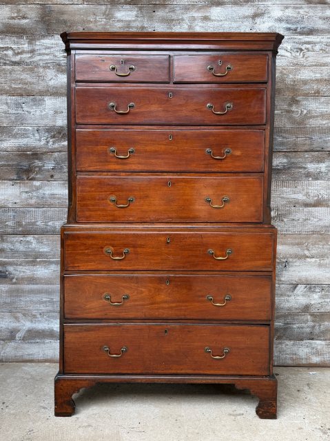 Antique Georgian Mahogany Chest On Stand