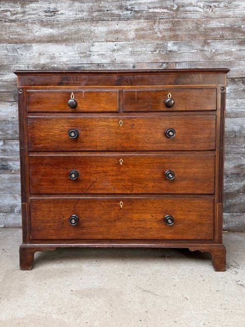 Massive Antique Oak & Pine Chest Of Drawers c1840