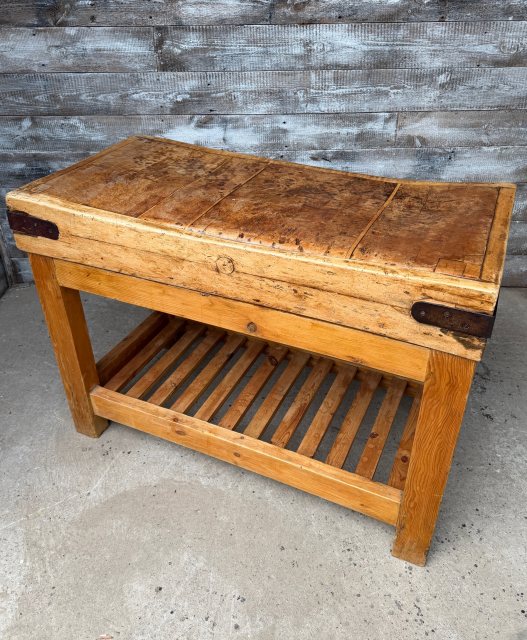 Large Vintage Kitchen Butchers Block On Stand