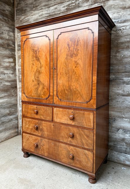 Magnificent Victorian Mahogany Linen Press