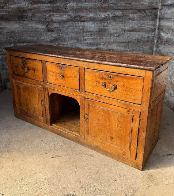 Rustic 18th Century English Pine Dresser Base Sideboard
