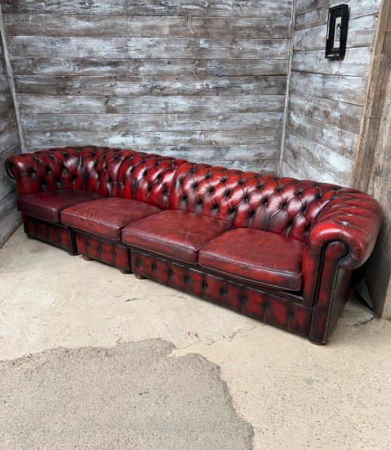 Vintage Large Red Modular Chesterfield Sofa
