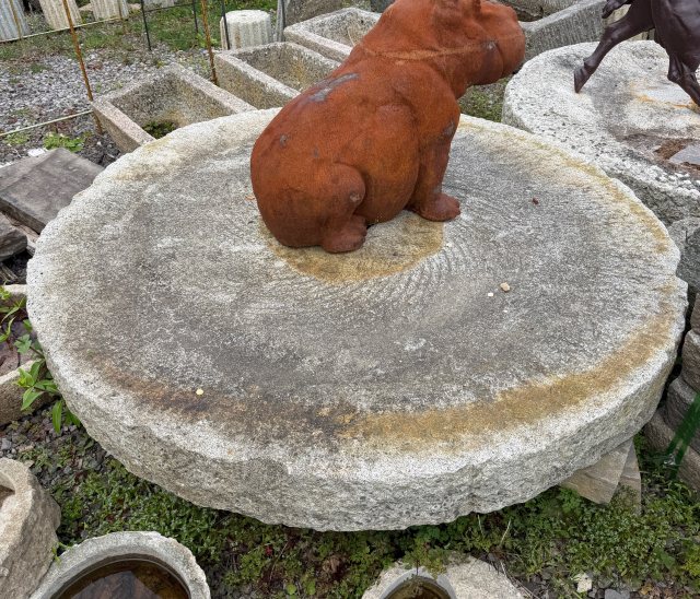 Reclaimed Weathered Large Granite Millstone 1900mm