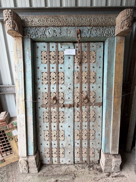 Fabulous Indian Intricately Carved Teak Entrance Door