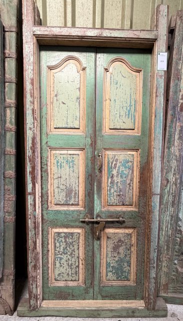 Rustic Vintage Indian Teak Framed Double Doors