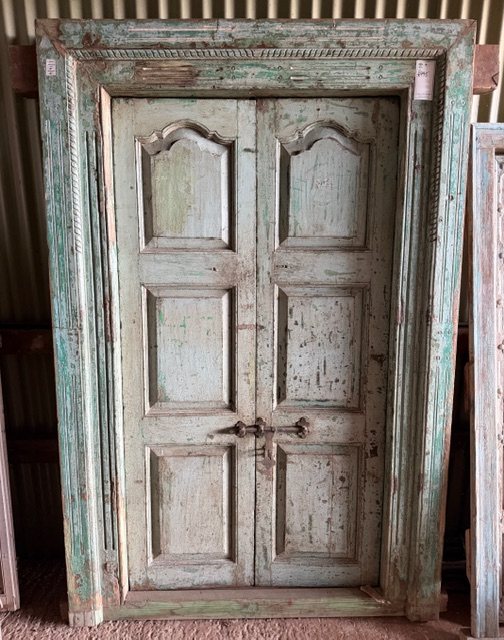 Beautiful Soft Green Indian Teak Entrance Door